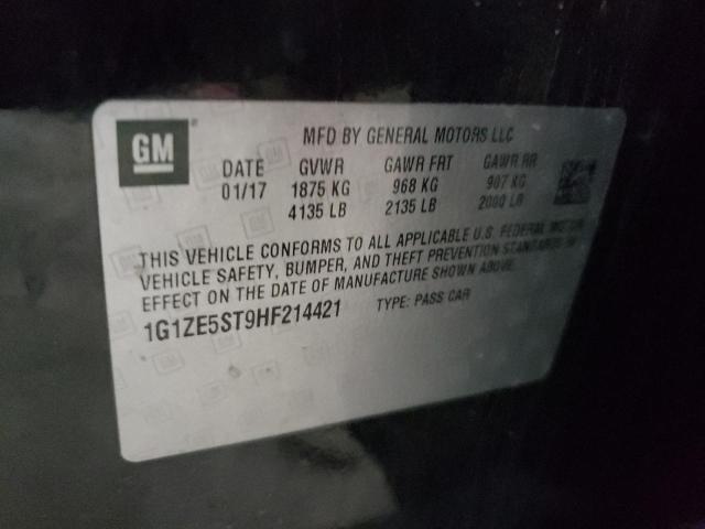 1G1ZE5ST9HF214421 - 2017 CHEVROLET MALIBU LT BLACK photo 12