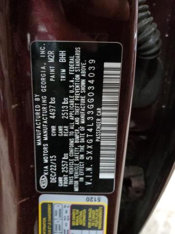 5XXGT4L33GG034039 - 2016 KIA OPTIMA LX BURGUNDY photo 13