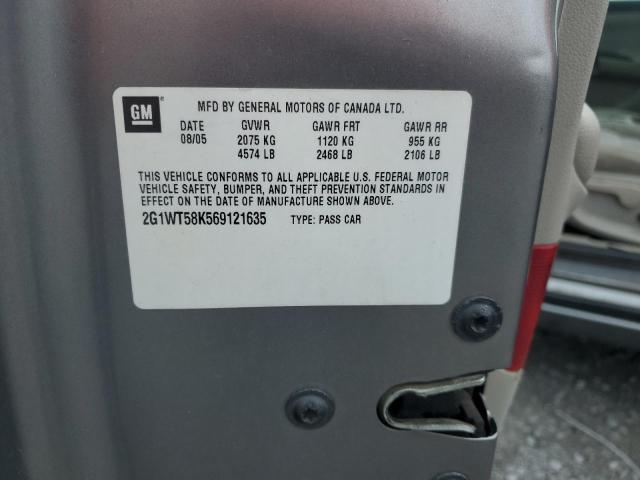 2G1WT58K569121635 - 2006 CHEVROLET IMPALA LT SILVER photo 12