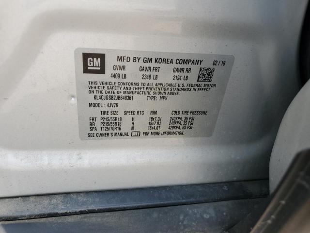 KL4CJGSB2JB648361 - 2018 BUICK ENCORE ESSENCE SILVER photo 12