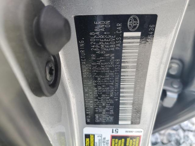 4T1C11AKXNU715248 - 2022 TOYOTA CAMRY LE SILVER photo 12