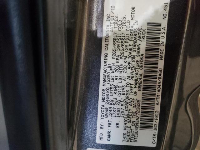 5TEUU4EN3AZ723635 - 2010 TOYOTA TACOMA ACCESS CAB ნაცრისფერი ფოტო 12