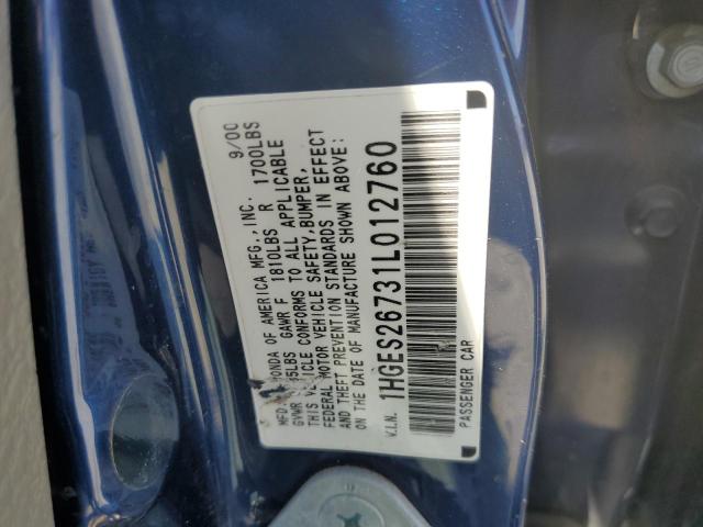 1HGES26731L012760 - 2001 HONDA CIVIC EX 蓝色 照片 13