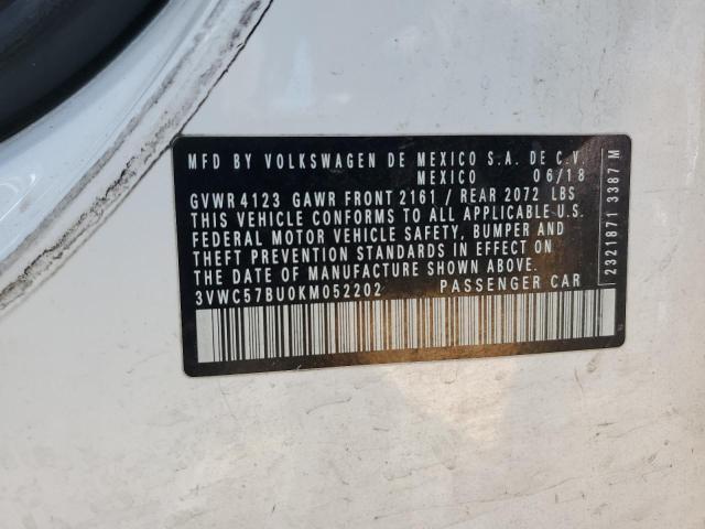 3VWC57BU0KM052202 - 2019 VOLKSWAGEN JETTA S 白色 照片 13