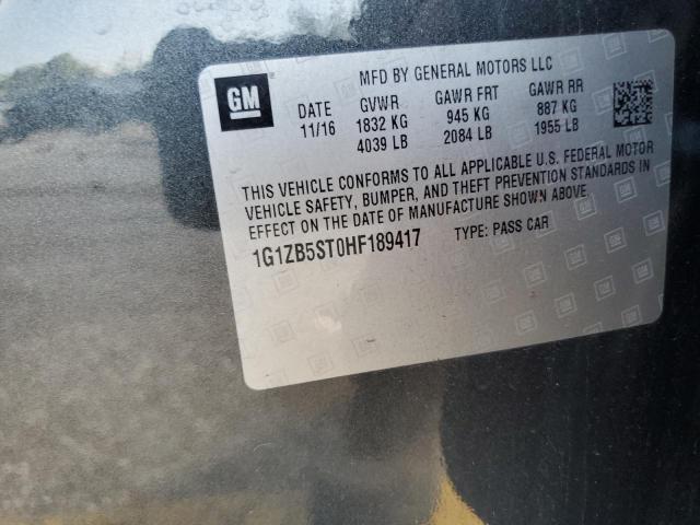 1G1ZB5ST0HF189417 - 2017 CHEVROLET MALIBU LS Сірий фото 12