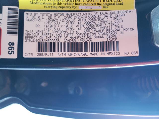 3TMJU4GN8AM099358 - 2010 TOYOTA TACOMA DOUBLE CAB PRERUNNER BLACK photo 12