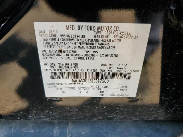 MAJ6S3GL5LC317500 - 2020 FORD ECOSPORT SE BLACK photo 13