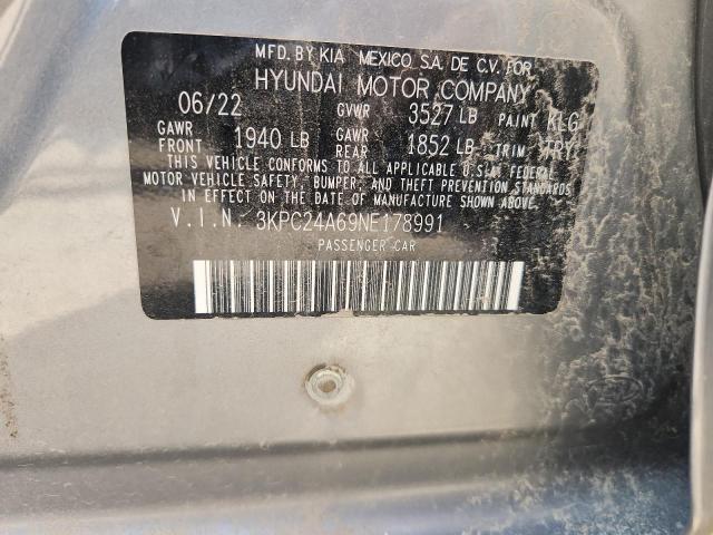 3KPC24A69NE178991 - 2022 HYUNDAI ACCENT SE GRAY photo 12