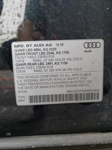 WA1JCCFS3HR012425 - 2017 AUDI Q3 PREMIUM PLUS BLACK photo 13