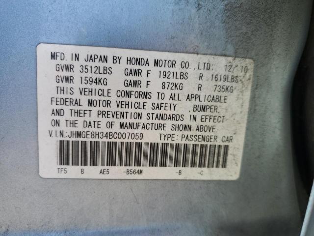 JHMGE8H34BC007059 - 2011 HONDA FIT Blau Foto 12