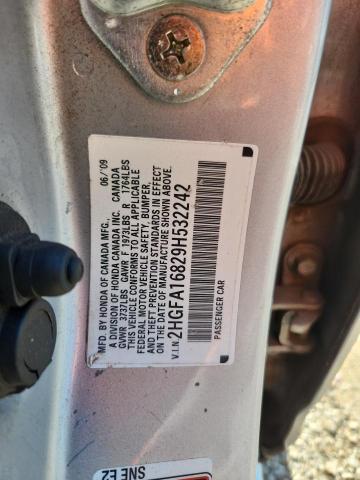 2HGFA16829H532242 - 2009 HONDA CIVIC EX SILVER photo 12