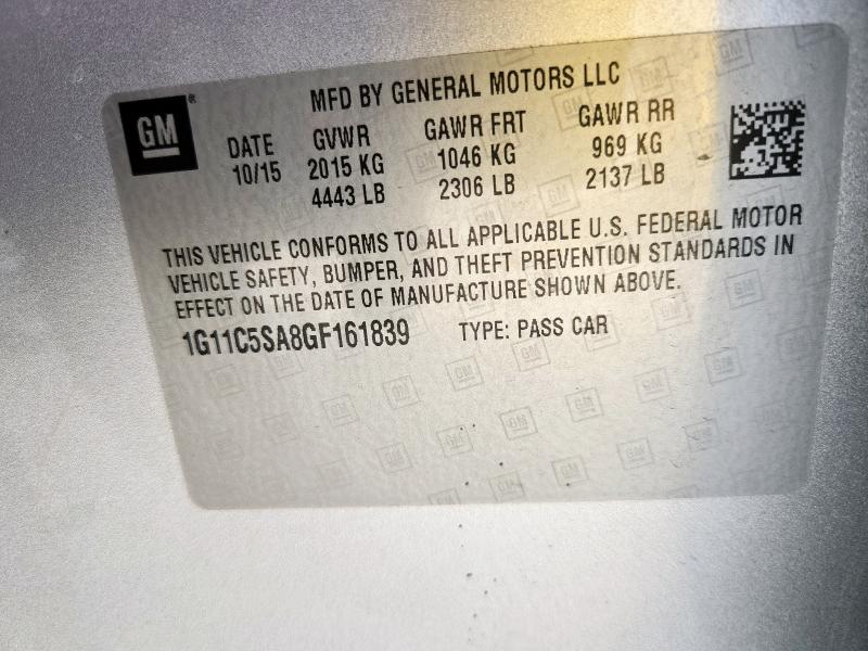 1G11C5SA8GF161839 - 2016 CHEVROLET MALIBU LIM LT 银色 照片 13