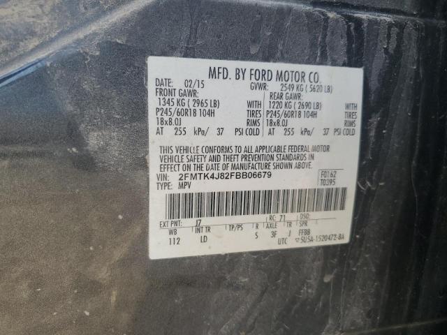 2FMTK4J82FBB06679 - 2015 FORD EDGE SEL GRAY photo 13