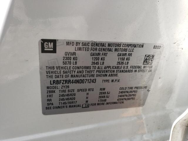 LRBFZRR44ND071243 - 2022 BUICK ENVISION AVENIR WHITE photo 13