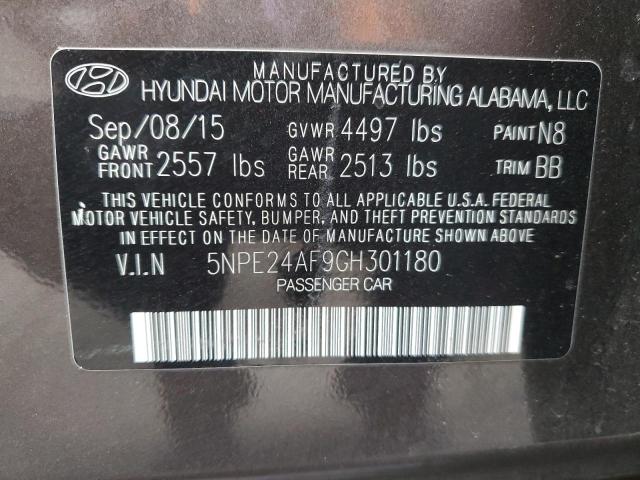 5NPE24AF9GH301180 - 2016 HYUNDAI SONATA SE GRAY photo 12