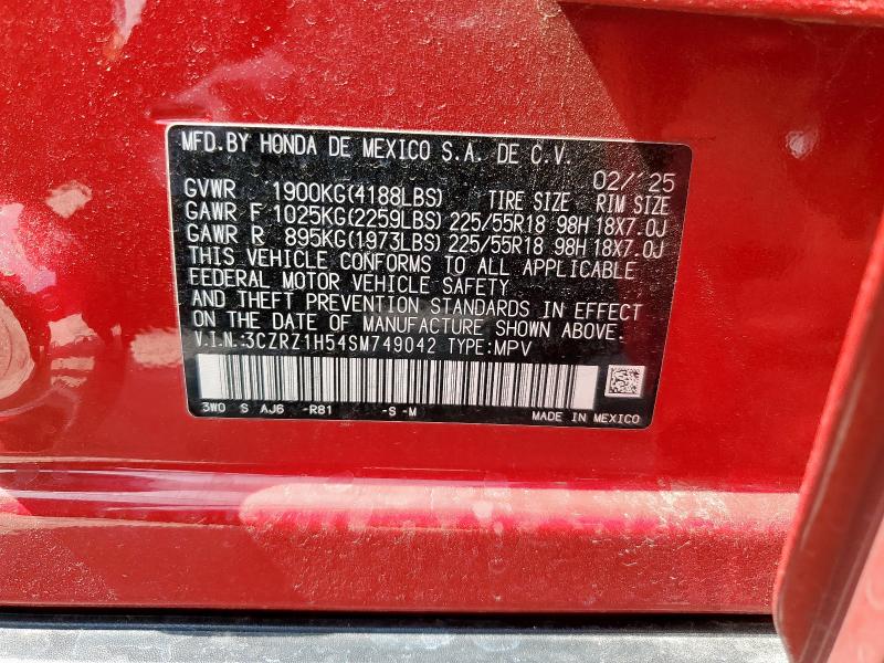 3CZRZ1H54SM749042 - 2025 HONDA HR-V SPORT RED photo 13