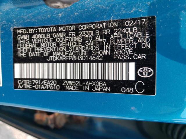 JTDKARFP8H3014642 - 2017 TOYOTA PRIUS PRIM 青绿色 照片 13