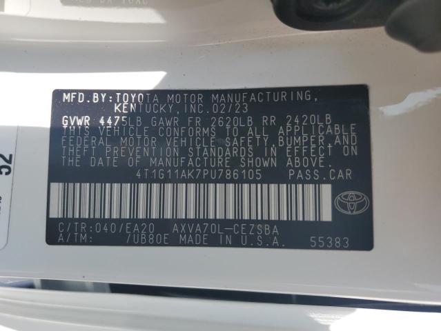 4T1G11AK7PU786105 - 2023 TOYOTA CAMRY SE NIGHT SHADE WHITE photo 12