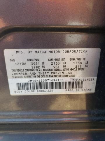 JM1BK323071694155 - 2007 MAZDA 3 S GRAY photo 12