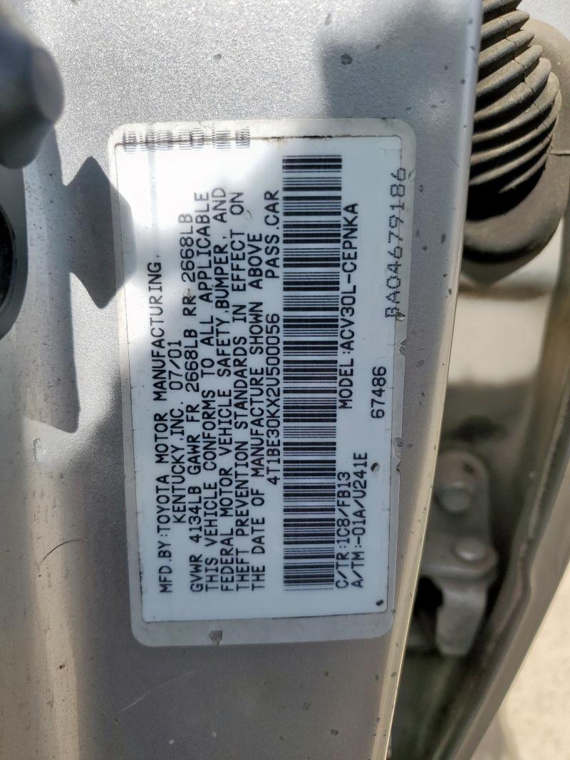 4T1BE30KX2U500056 - 2002 TOYOTA CAMRY LE ვერცხლისფერი ფოტო 12
