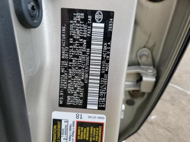 4T1BK1EB7DU067496 - 2013 TOYOTA AVALON BASE 棕色 照片 12