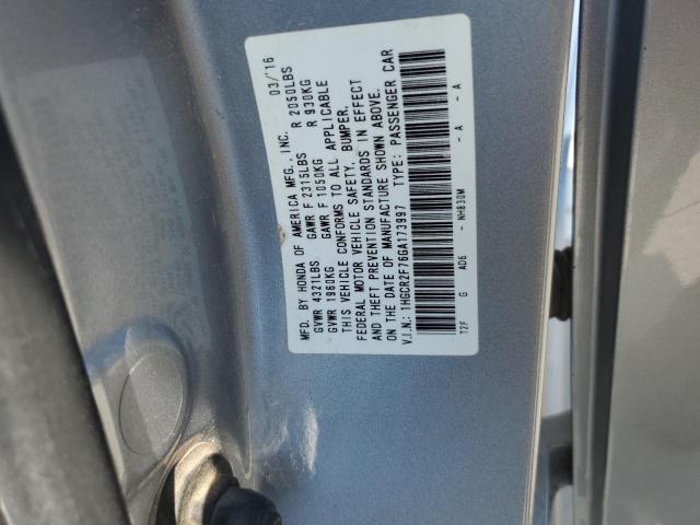 1HGCR2F76GA173997 - 2016 HONDA ACCORD EX SILVER photo 12