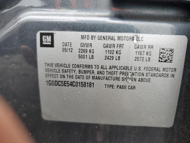 1G6DC5E54C0158181 - 2012 CADILLAC CTS GRAY photo 12