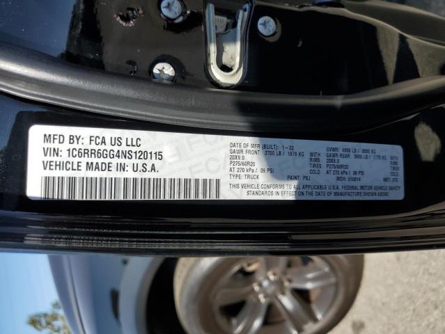 1C6RR6GG4NS120115 - 2022 RAM 1500 CLASS SLT შავი ფოტო 12