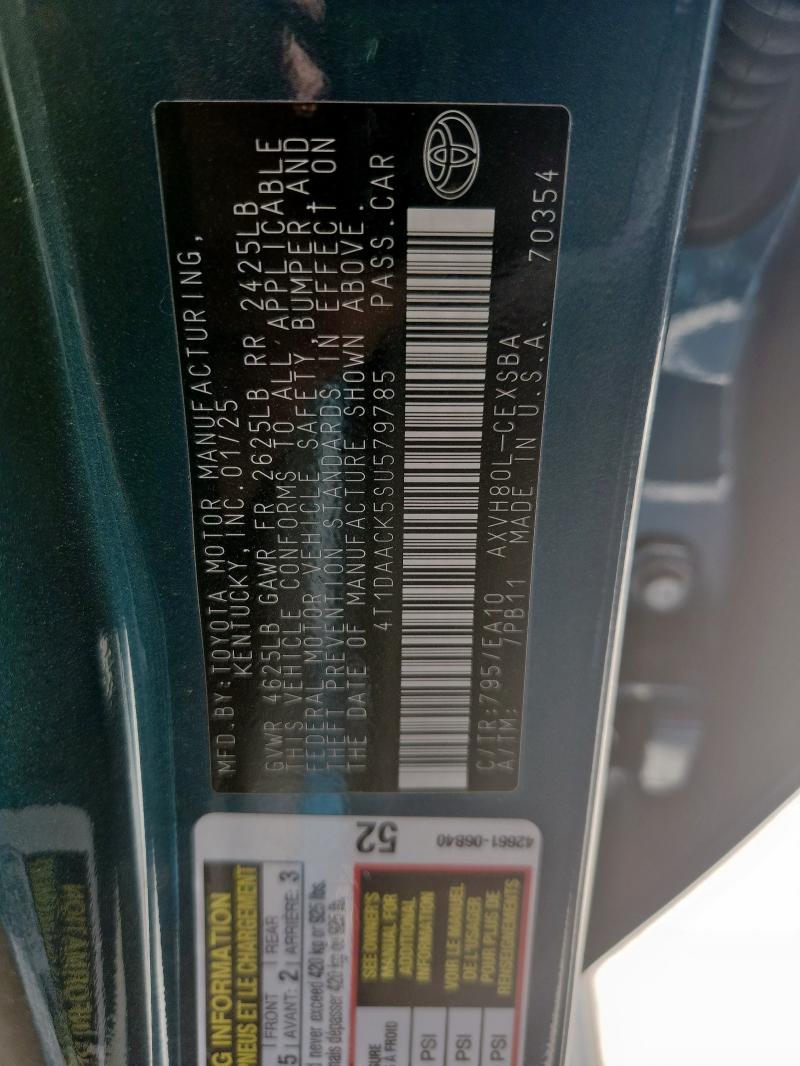 4T1DAACK5SU579785 - 2025 TOYOTA CAMRY XSE BLUE photo 12