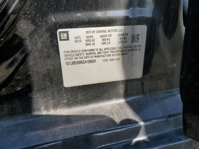 1G1JB5SH5C4198501 - 2012 CHEVROLET SONIC LS შავი ფოტო 12