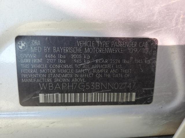 WBAPH7G53BNN02747 - 2011 BMW 323 IT I SILVER photo 12