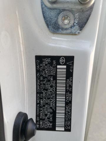 JTDKN3DUXC5442896 - 2012 TOYOTA PRIUS 白色 照片 12