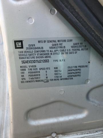 5GAEV23D79J212663 - 2009 BUICK ENCLAVE CXL 银色 照片 13