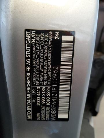 WDBRF64J21F110962 - 2001 MERCEDES-BENZ C 320 SILVER photo 12