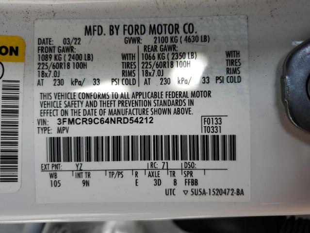 3FMCR9C64NRD54212 - 2022 FORD BRONCO SPO OUTER BANKS WHITE photo 14