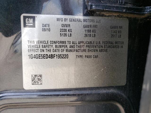 1G4GE5ED4BF195220 - 2011 BUICK LACROSSE CXS BLACK photo 12