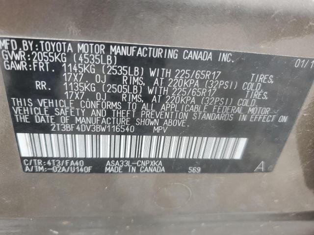 2T3BF4DV3BW116540 - 2011 TOYOTA RAV4 TAN photo 13