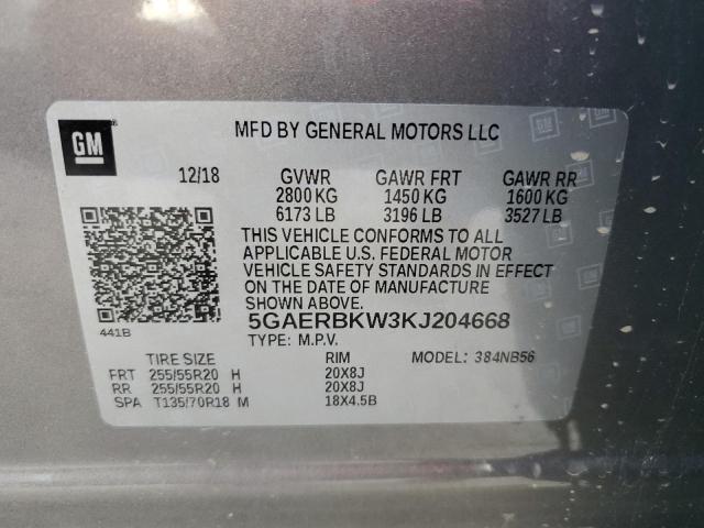 5GAERBKW3KJ204668 - 2019 BUICK ENCLAVE ESSENCE GRAY photo 13