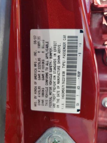 1HGCM56717A221938 - 2007 HONDA ACCORD EX RED photo 12