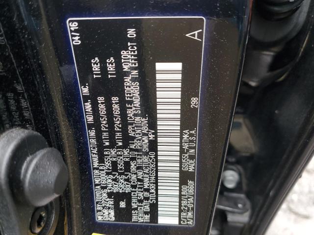 5TDJKRFH4GS282540 - 2016 TOYOTA HIGHLANDER XLE Qara foto 13