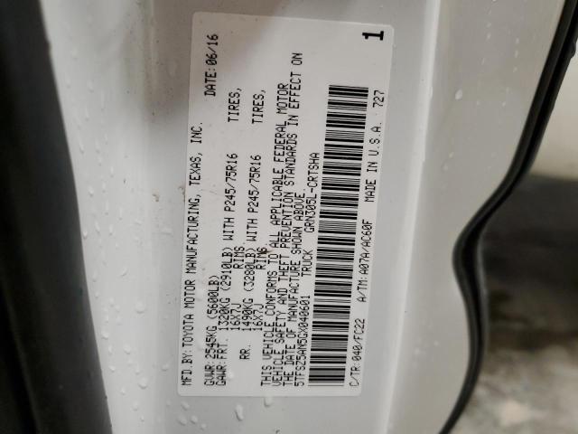5TFSZ5AN5GX040601 - 2016 TOYOTA TACOMA ACCESS CAB თეთრი ფოტო 12