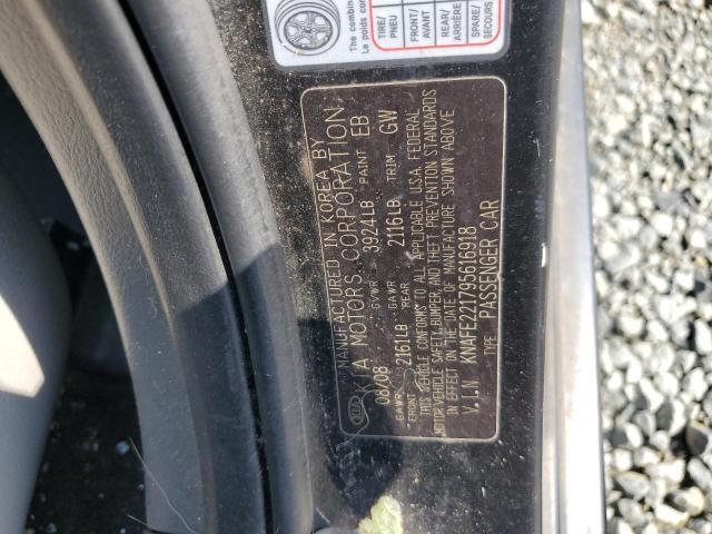 KNAFE221795616918 - 2009 KIA SPECTRA EX BLACK photo 12