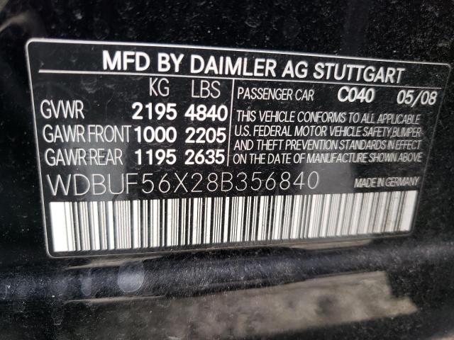 WDBUF56X28B356840 - 2008 MERCEDES-BENZ E 350 BLACK photo 12