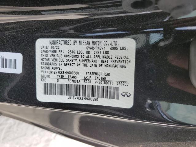 JN1EV7KK6NM600880 - 2022 INFINITI Q60 LUXE BLACK photo 12