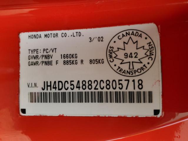 JH4DC54882C805718 - 2002 ACURA RSX RED photo 13