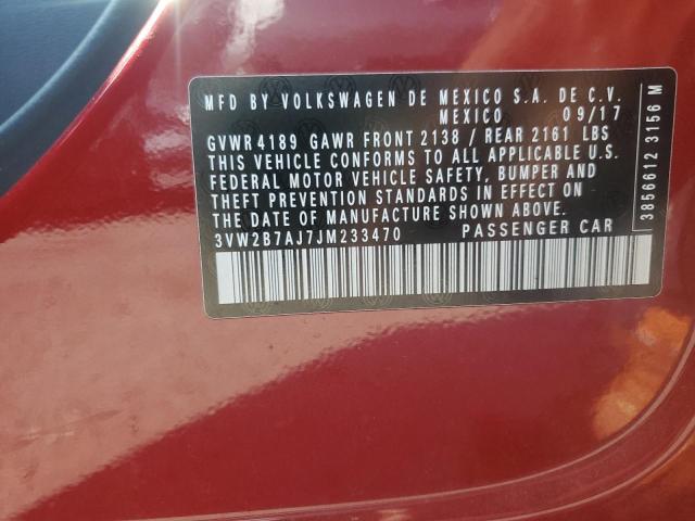 3VW2B7AJ7JM233470 - 2018 VOLKSWAGEN JETTA S Qırmızı foto 12