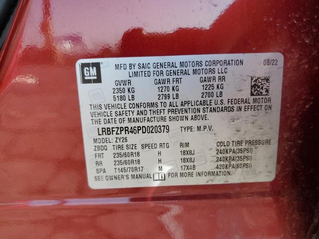 LRBFZPR46PD020379 - 2023 BUICK ENVISION ESSENCE Կարմիր լուսանկար 13