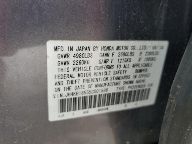 JH4KB16555C001886 - 2005 ACURA RL SILVER photo 12