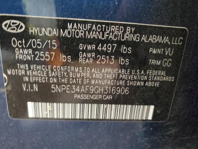 5NPE34AF9GH316906 - 2016 HYUNDAI SONATA SPORT ლურჯი ფოტო 13