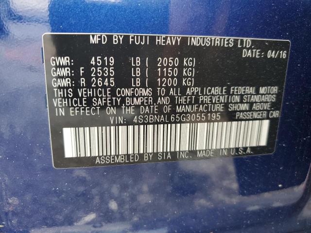 4S3BNAL65G3055195 - 2016 SUBARU LEGACY 2.5I LIMITED BLUE photo 12